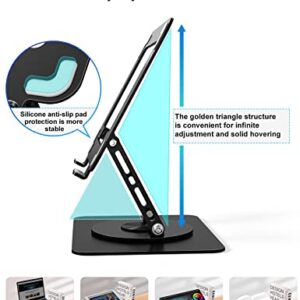 meatanty Laptop Stand, Ergonomic 360° Swivel Laptop Stand for Desk, Adjustable Metal Computer Stand, Foldable and Portable Laptop Riser Holder for MacBook, iPad Pro, 10-17" Laptops - Black