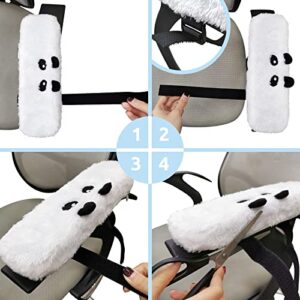 pandaonly 2Pack Plush Panda Chair Armrest Pads, Memory Foam Kawaii Chair Armrest Cushion with Velcro Strap, Adjustable & Washable Ergonomic Elbow Support Decompression for Home Office Gaming Chair