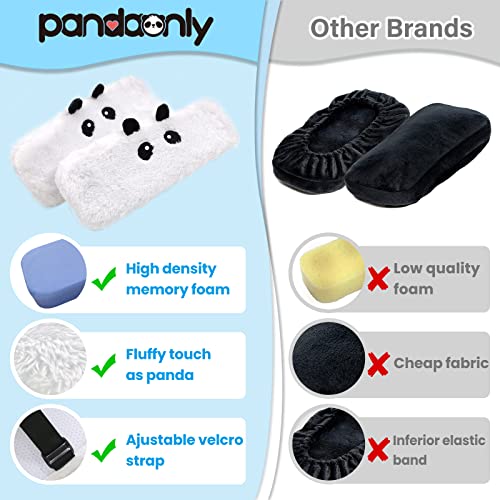 pandaonly 2Pack Plush Panda Chair Armrest Pads, Memory Foam Kawaii Chair Armrest Cushion with Velcro Strap, Adjustable & Washable Ergonomic Elbow Support Decompression for Home Office Gaming Chair