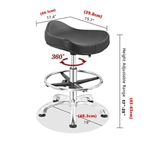 Grace&Grace Height Adjustable Rolling Swivel Stool Chair with Ergonomic Seat and Comfortable Footrest Heavy Duty Metal Base for Salon,Shop, Kitchen