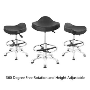 Grace&Grace Height Adjustable Rolling Swivel Stool Chair with Ergonomic Seat and Comfortable Footrest Heavy Duty Metal Base for Salon,Shop, Kitchen