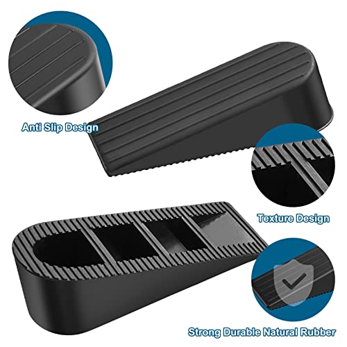 Big Door Stoppers, 2 Packs 2 Inchs Black Rubber Door Stop Wedge Security Heavy Duty Door Stoppers for Bottom of Door Works on All Floor Surfaces Height up to 2 Inches Door Jam for School Home Office