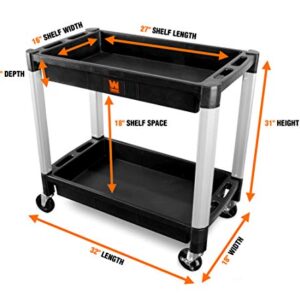 WEN 73162 Two-Tray 300-Pound Capacity Double Decker Service and Utility Cart