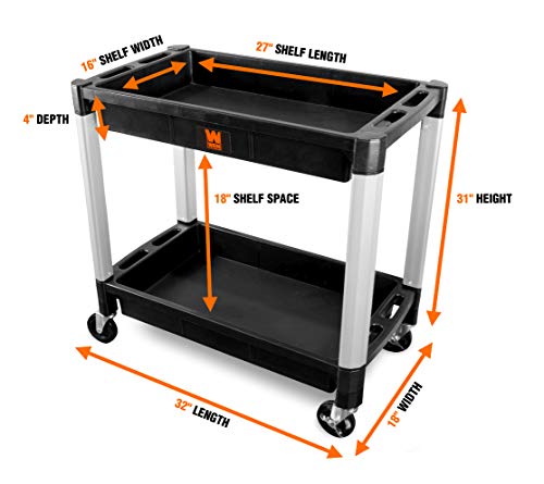 WEN 73162 Two-Tray 300-Pound Capacity Double Decker Service and Utility Cart