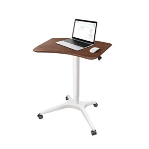 haooah 47″ mobile standing desk(26″ w*19.3″ d), adjustable height laptop desk, pneumatic desk with gas spring riser, podium for home, office，classroom，medical, (29″ to 46.9″ h) (walnut)