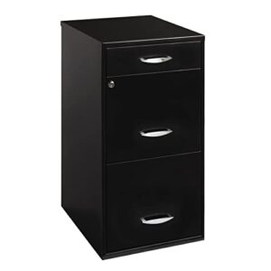 mieleu 18″ deep 3 drawer metal organizer file cabinet with oval handles, black