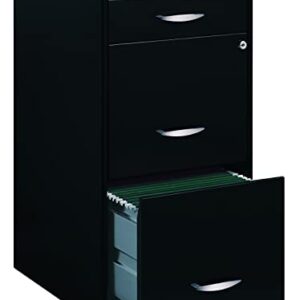 MIELEU 18" Deep 3 Drawer Metal Organizer File Cabinet with Oval Handles, Black
