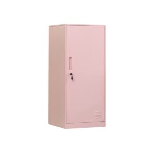 daytoys 1 door metal vertical storage locker for kids bedroom, children room, school, office, home,stackable steel storage cabinet for toys, clothes & sports equipment,anti-falling device. (1d, pink)