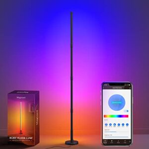 magizard rgb corner floor lamp, 63″ smart led light with wifi app control, works with alexa and google assistant, color changing with 16 million colors, scene modes, music sync for living room bedroom