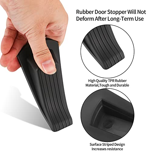 5 Pcs Door Stoppers, Rubber Door Stoppers Wedges, Doorstops, Heavy Duty Door Stops, Black Wedge Door Stoppers for Bottom of Door, on Tile, Concrete, Carpet, Wooden Floor, High 1.3 Inches