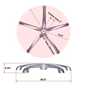 Kaleurrier Chair Stool Base,Office Chair Replacement Parts,Reinforced Sturdy Aluminum 5 Legs Base,Heavy Duty Holds up 400 lbs,in Universal Standard Size - 25 inches (25.2")