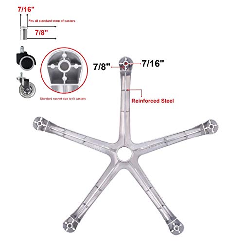 Kaleurrier Chair Stool Base,Office Chair Replacement Parts,Reinforced Sturdy Aluminum 5 Legs Base,Heavy Duty Holds up 400 lbs,in Universal Standard Size - 25 inches (25.2")