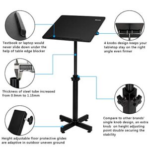 VINGLI Classic Lectern Podium Stand, Height Adjustable Church Classroom Lecture, Portable Presentation Concert Podium, Multi-Function Reading or Laptop Desk with Edge Stopper, Black