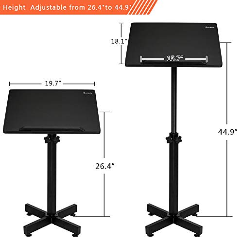 VINGLI Classic Lectern Podium Stand, Height Adjustable Church Classroom Lecture, Portable Presentation Concert Podium, Multi-Function Reading or Laptop Desk with Edge Stopper, Black