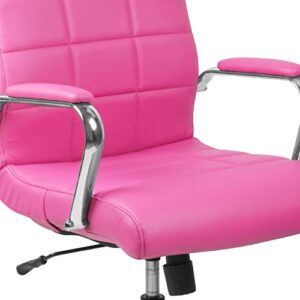 Flash Furniture Mid-Back Pink Vinyl Executive Swivel Office Chair with Chrome Base and Arms 40 x 23 x 24