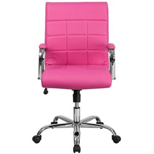 Flash Furniture Mid-Back Pink Vinyl Executive Swivel Office Chair with Chrome Base and Arms 40 x 23 x 24