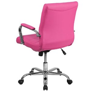 Flash Furniture Mid-Back Pink Vinyl Executive Swivel Office Chair with Chrome Base and Arms 40 x 23 x 24