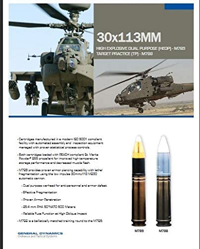 Boeing AH-64 Apache 30mm Aden/Deffa 30mm Dummy Round