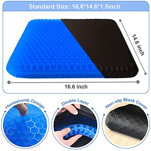 Gel Seat Cushion, Office Seat Cushion Breathable Chair Pad for Office Chair/Car/Wheelchair/Long Sitting, Thick Cooling Gel Cushions for Pressure Sores, Tailbone, Back, Sciatica Pain Relief