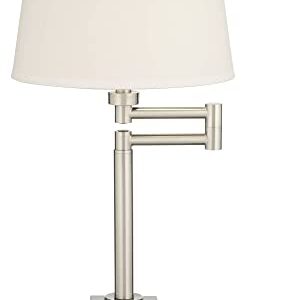 360 Lighting Camber Modern Desk Table Lamp Swing Arm with Hotel Style USB and AC Power Outlet in Base 29" Tall Brushed Nickel Linen Shade for Living Room Bedroom House Bedside Reading Home