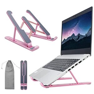 cyx laptop notebook stand holder ventilated adjustable portable for laptop stand for desk compatible with macbook air pro dell lenovo hp all laptops 9″-15.6″(pink)