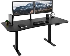 vivo electric dual motor height adjustable 63 x 32 inch stand up desk, complete active workstation, 3 part table top, black frame, memory controller, desk-kit-e2b1b