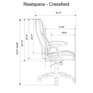 Realspace® Cressfield Bonded Leather High-Back Chair, Brown/Silver