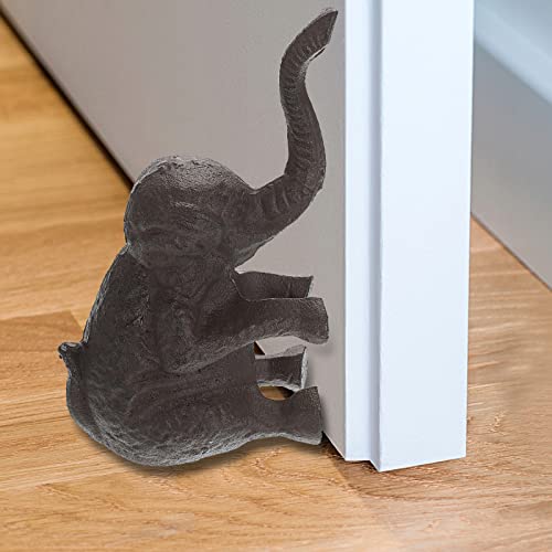 Sumnacon Cast Iron Cute Elephant Door Stop - Heavy Duty Floor Door Stopper Avoid Drilling Hole, Vintage Iron Doorstop for Patio Yard Garden Farmhouse Home Office Commercial Industrial