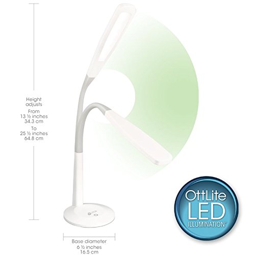 OttLite Natural Daylight LED Flex Desk Lamp  - Adjustable, (Black)