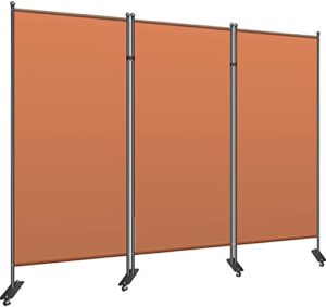 office partition,102 x 14 x 71 inch ,room divider – folding partition privacy screen，black ,3-panel outdoor/indoor room divider for school, church, classroom, dorm room, kids room, studio (orange)