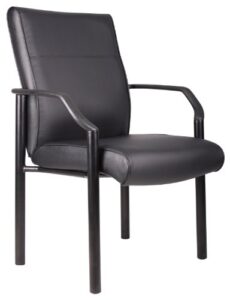 boss office products mid back leatherplus guest chair in black, 250 lbs