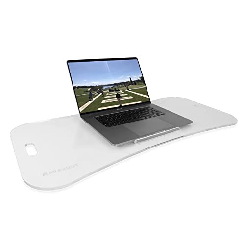 Marabuut Clear Acrylic Treadmill Laptop Computer Desk Attachment Tray Secure Stand Up Desk Workstation - Holder for Tablet, Book, Laptop, or Phone - Bumper to Avoid Slippage