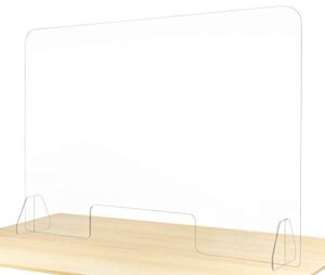flybold sneeze guard for desk plexiglass sheet – barrier for counter acrylic desk divider – 92% transparency anti fade plastic protective shields for office furniture partitions 48″ x 32″