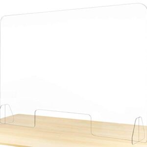 flybold Sneeze Guard for Desk Plexiglass Sheet - Barrier for Counter Acrylic Desk Divider - 92% Transparency Anti Fade Plastic Protective Shields for Office Furniture Partitions 48" X 32"