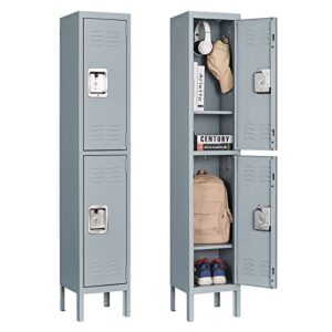 metal locker for school office storage locker employees locker for school, gym lockers, corridor locker, locker storage cabinets, 66 inches high (grey, 2 doors)