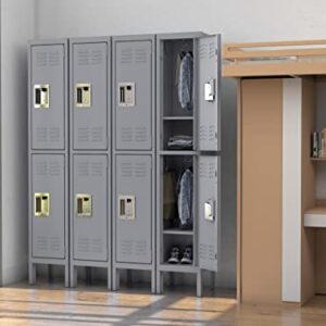 Metal Locker for School Office Storage Locker Employees Locker for School, Gym Lockers, Corridor Locker, Locker Storage Cabinets, 66 Inches High (Grey, 2 Doors)