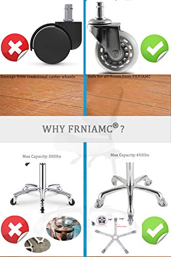 FRNIAMC Heavy-Duty Office Chair Base Replacement, Metal Stool Chair Legs Replacement Aluminum with Roller-Blade Wheels in Universal Size (Dimension: 25''