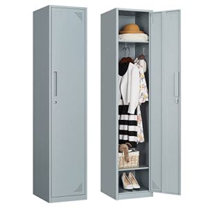 bynsoe metal locker 1 doors 71″ employees locker storage cabinet locker school hospital gym locker requires assembly (grey, 1 door)