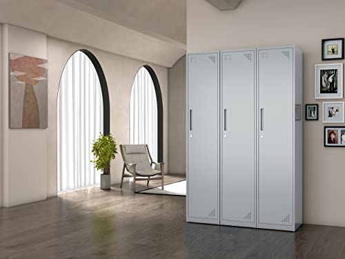 BYNSOE Metal Locker 1 Doors 71" Employees Locker Storage Cabinet Locker School Hospital Gym Locker Requires Assembly (Grey, 1 Door)