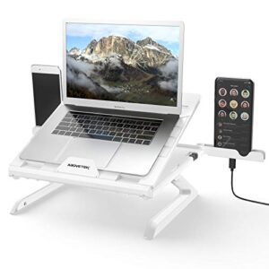 abovetek genie book laptop stand riser – 9 height/angle adjustable, portable laptop riser foldable to 11x11x1” – fits 6” to 17” laptop & 2 extra phone holders – ideal gift for family(white)