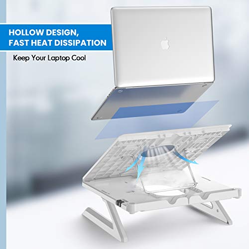 AboveTEK Genie Book Laptop Stand Riser - 9 Height/Angle Adjustable, Portable Laptop Riser Foldable to 11x11x1” - Fits 6” to 17” Laptop & 2 Extra Phone Holders - Ideal Gift for Family(White)