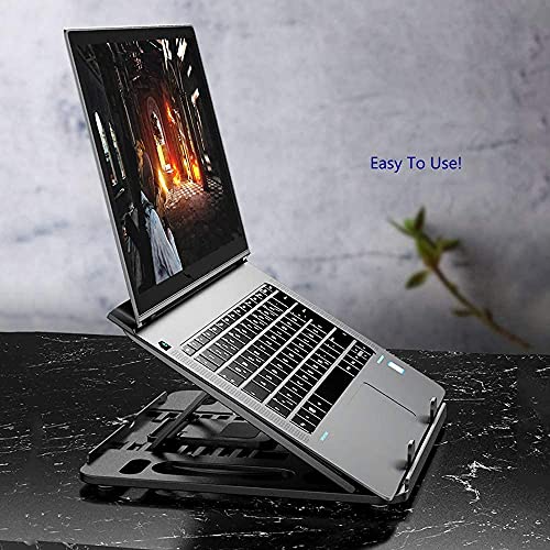 KEROLFFU Laptop Stand Cooler with Rotating Base 360degree,Phone Stand Include, Portable Foldable Laptop Riser for 10 to 17” Notebook (Suits MacBook/Air)