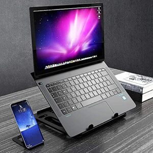 KEROLFFU Laptop Stand Cooler with Rotating Base 360degree,Phone Stand Include, Portable Foldable Laptop Riser for 10 to 17” Notebook (Suits MacBook/Air)