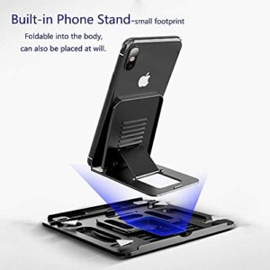 KEROLFFU Laptop Stand Cooler with Rotating Base 360degree,Phone Stand Include, Portable Foldable Laptop Riser for 10 to 17” Notebook (Suits MacBook/Air)