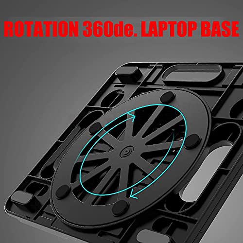 KEROLFFU Laptop Stand Cooler with Rotating Base 360degree,Phone Stand Include, Portable Foldable Laptop Riser for 10 to 17” Notebook (Suits MacBook/Air)