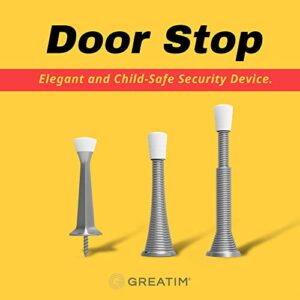 12 Pack Door Stoppers, Extended from 3-Inch to 4inch Spring Door Stop with Rubber Bumper Tips, Prevents Wall &Door Damage, Satin Nickel Finish (Silver)…