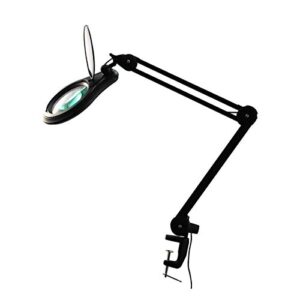 esd safe (glass lens) professional led magnifying lamp with clamp (3 diopter, 1.75x magnification) dimmable work light, daylight bright, 1200 lumens 5600k-6000k, 60 smd leds, bolioptics mg16303222