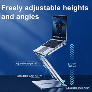 bifine Laptop Stand with Fan, Cooling Stand Adjustable Height with Phone Holder, Ergonomic Metel Laptop Riser for Desk, Suitbale for 11"-17.3" Laptops Tablets