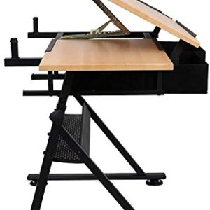 NOVA MICRODERMABRASION Adjustable Height Drafting Desk Drawing Table Tiltable Tabletop for Reading, Writing Art Craft w/Stool and Drawers