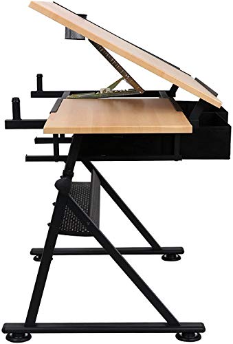 NOVA MICRODERMABRASION Adjustable Height Drafting Desk Drawing Table Tiltable Tabletop for Reading, Writing Art Craft w/Stool and Drawers